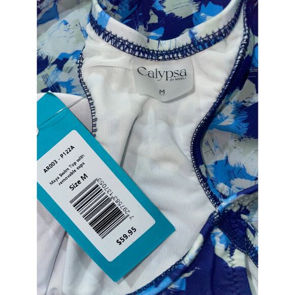 Calypsa by Modli Maya Medium Blue Tankini Swimwear Reg $60 - Picture 7 of 7